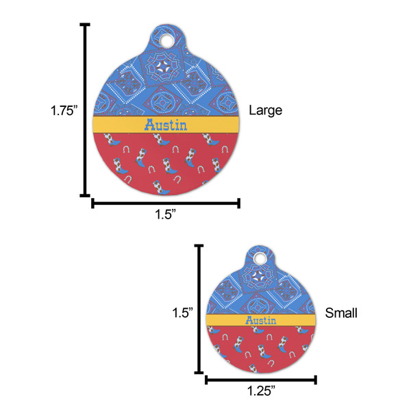 Cowboy Round Pet ID Tag - Large - Comparison Scale