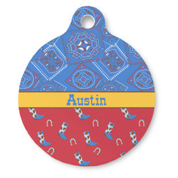 Cowboy Round Pet ID Tag (Personalized)