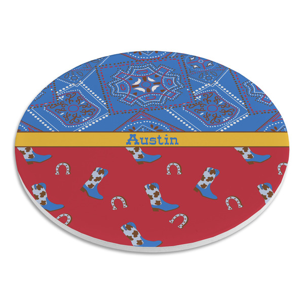 Cowboy Round Stone Trivet - Angle View