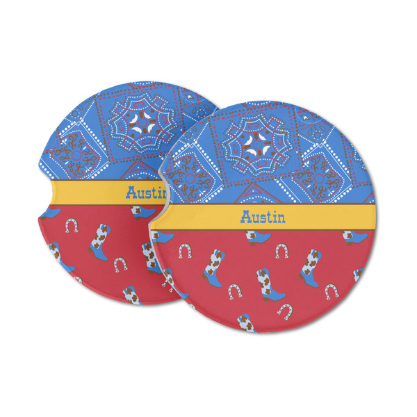 Custom Cowboy Sandstone Car Coasters (Personalized)