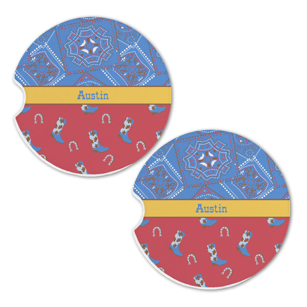 Cowboy Sandstone Car Coasters - Set of 2