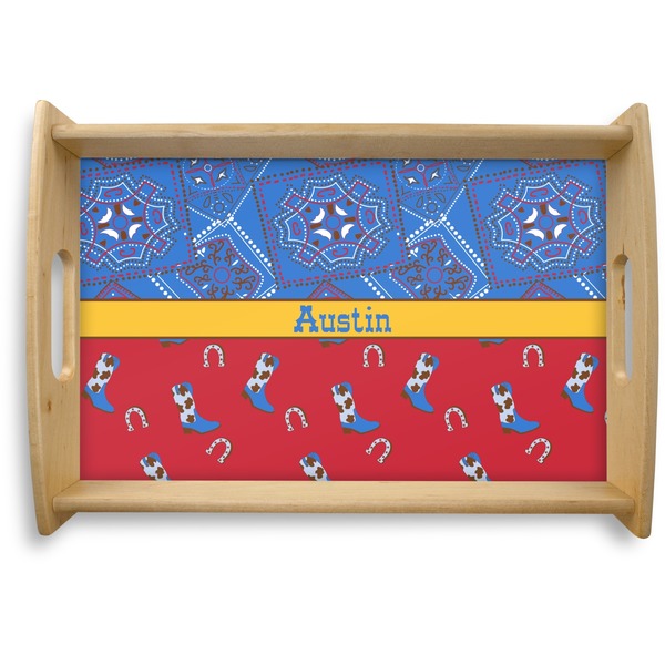 Custom Cowboy Natural Wooden Tray - Small (Personalized)