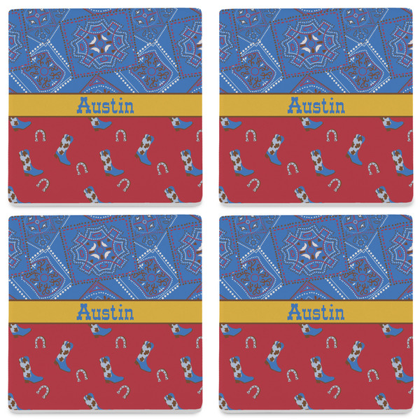 Cowboy Set of 4 Sandstone Coasters - See All 4 View