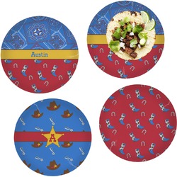 Cowboy Set of 4 Glass Lunch / Dinner Plate 10" (Personalized)