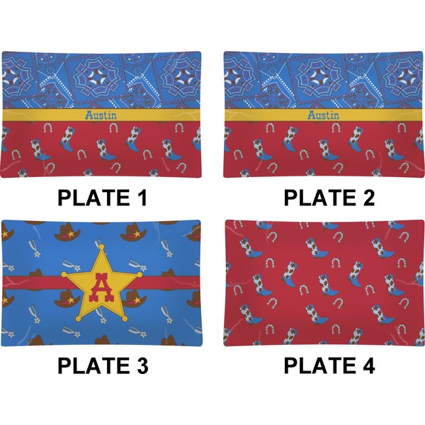 Cowboy Set of Rectangular Dinner Plates (Approval)