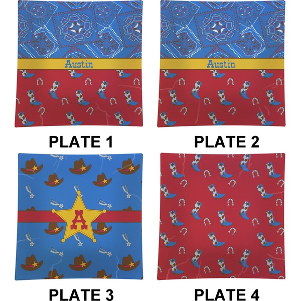 Cowboy Set of Square Dinner Plates (Approval)