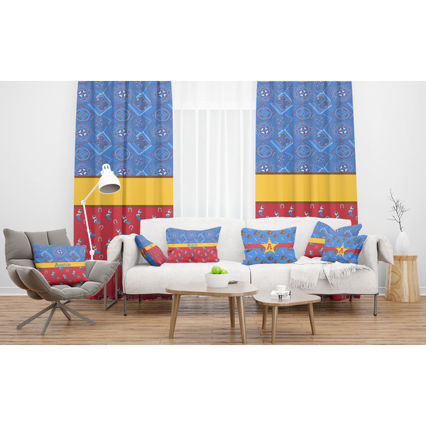 Cowboy Sheer and Custom Curtains in Room with Matching Pillows