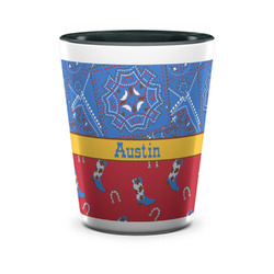 Cowboy Ceramic Shot Glass - 1.5 oz - Two Tone - Set of 4 (Personalized)