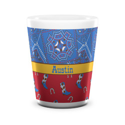 Cowboy Ceramic Shot Glass - 1.5 oz - White - Set of 4 (Personalized)