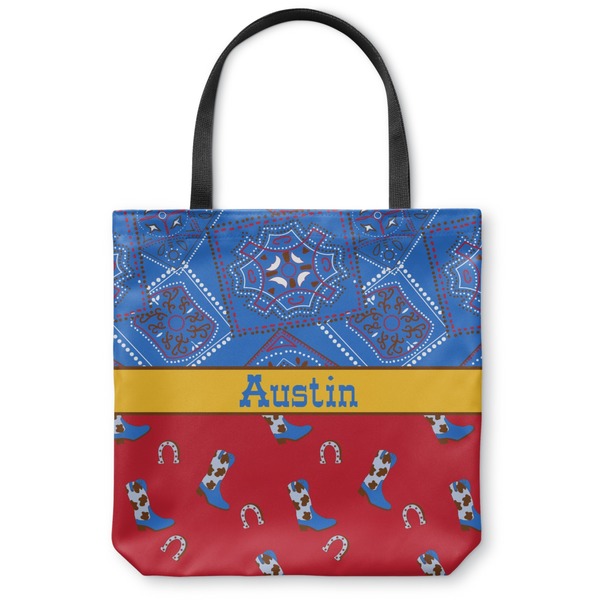 Custom Cowboy Canvas Tote Bag - Large - 18"x18" (Personalized)
