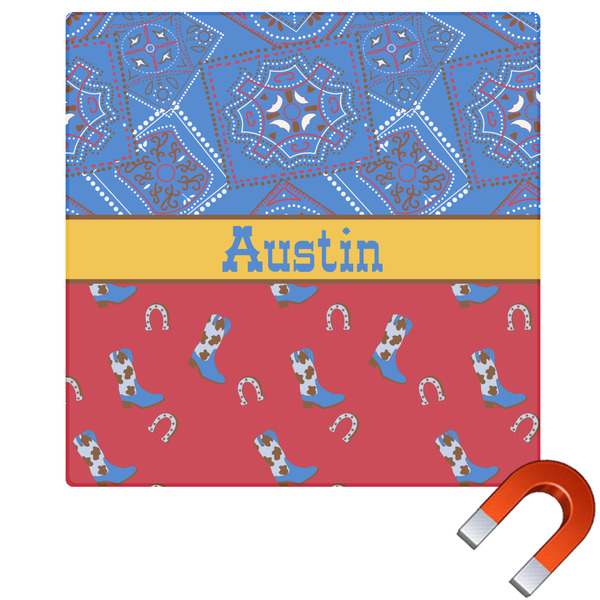 Custom Cowboy Square Car Magnet - 6" (Personalized)