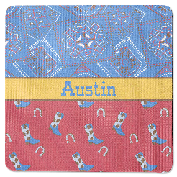 Custom Cowboy Square Rubber Backed Coaster (Personalized)