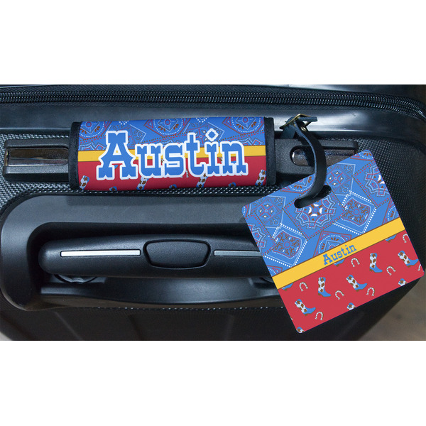 Cowboy Square Luggage Tag & Handle Wrap - In Context