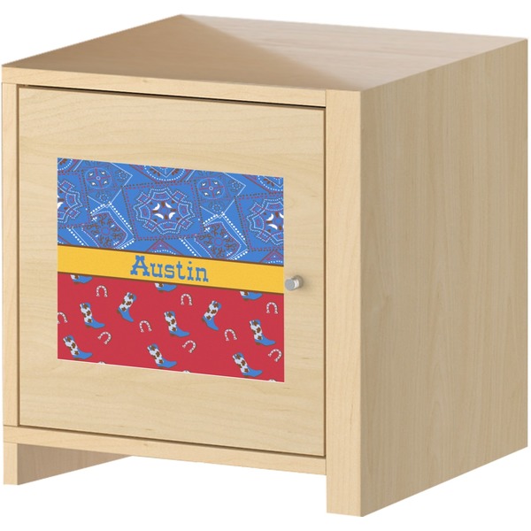 Cowboy Square Wall Decal on Wooden Cabinet