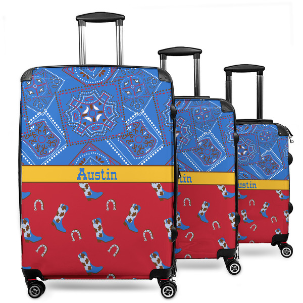 Custom Cowboy 3 Piece Luggage Set - 20" Carry On, 24" Medium Checked, 28" Large Checked (Personalized)