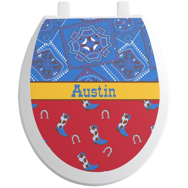 Custom Cowboy Toilet Seat Decal - Round (Personalized)