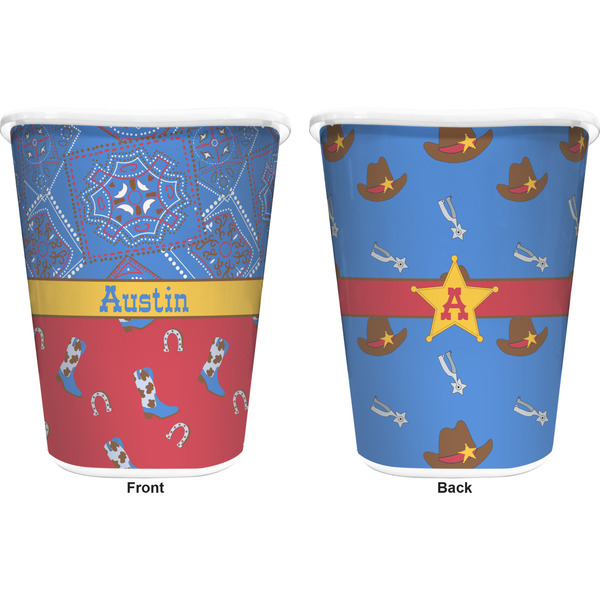 Cowboy Trash Can White - Front and Back - Apvl