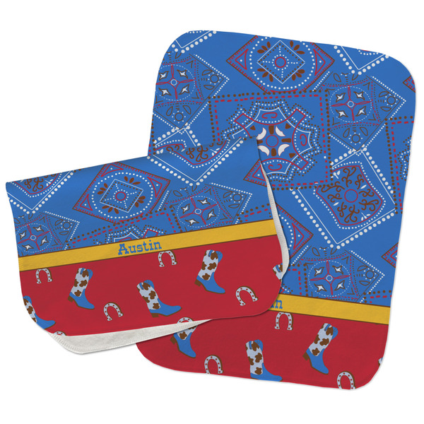 Cowboy Two Rectangle Burp Cloths - Open & Folded