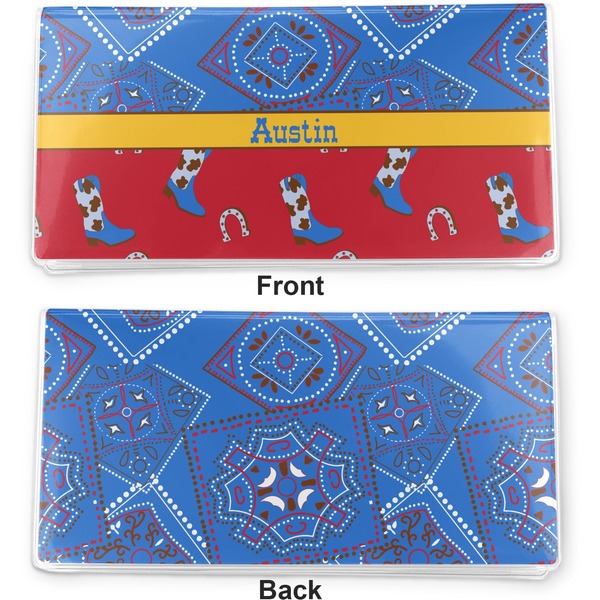 Cowboy Vinyl Check Book Cover - Front and Back