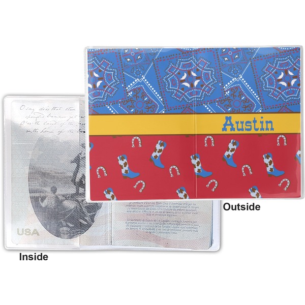 Cowboy Vinyl Passport Holder - Flat Front and Back