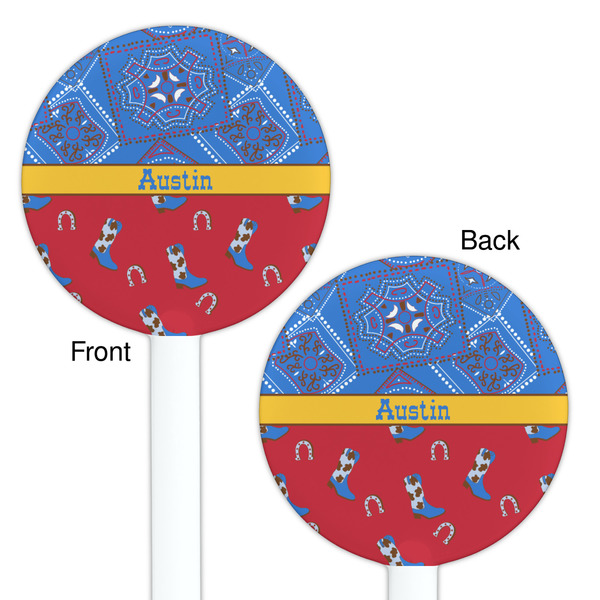 Cowboy White Plastic 5.5" Stir Stick - Double Sided - Round - Front & Back