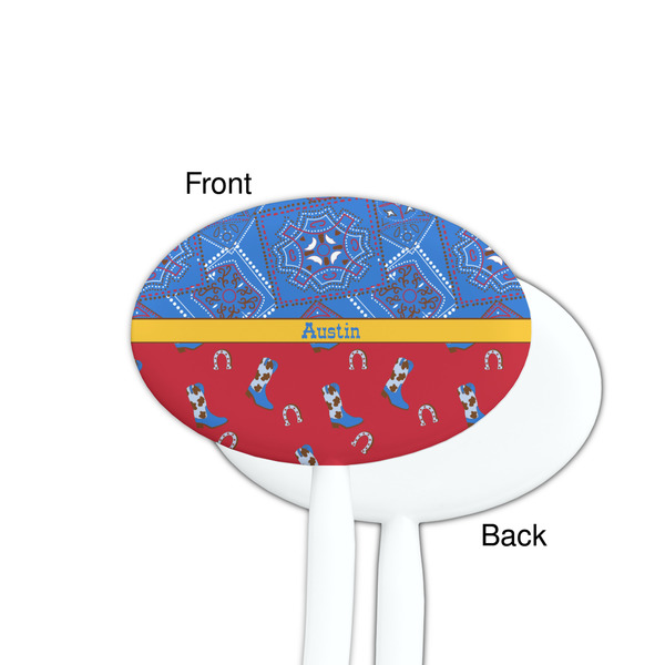 Cowboy White Plastic 7" Stir Stick - Single Sided - Oval - Front & Back