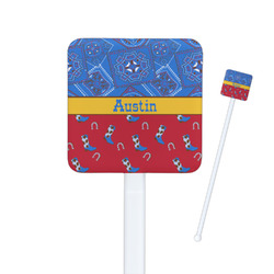 Cowboy Square Plastic Stir Sticks (Personalized)