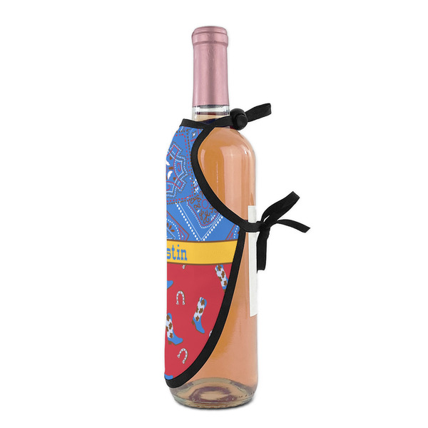 Cowboy Wine Bottle Apron - DETAIL WITH CLIP ON NECK