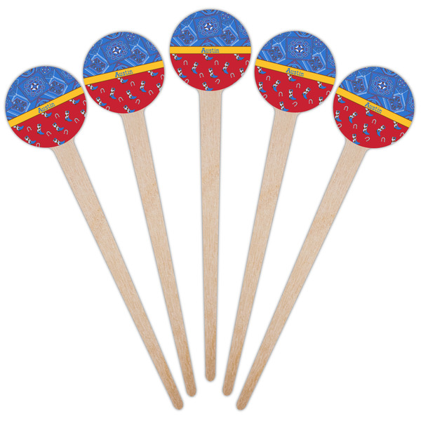 Cowboy Wooden 4" Food Pick - Round - Fan View