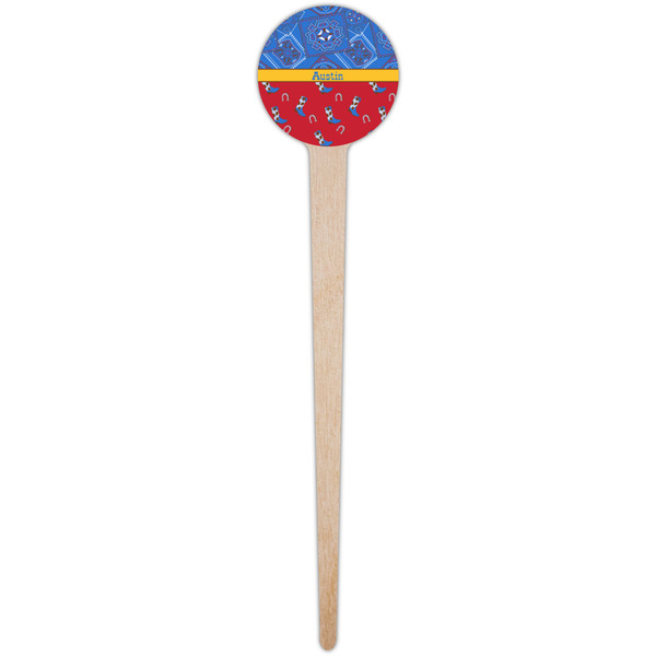 Cowboy Wooden 4" Food Pick - Round - Single Pick