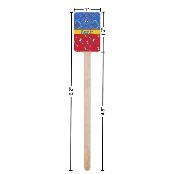 Cowboy Wooden 6.25" Stir Stick - Rectangular - Dimensions