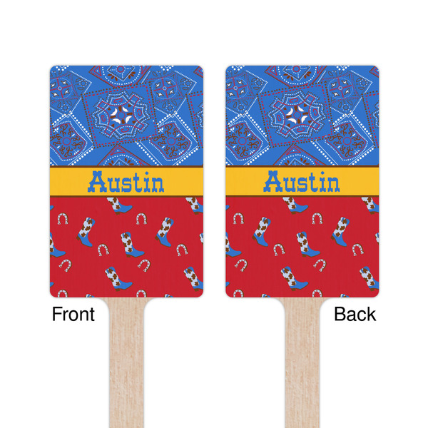 Cowboy Wooden 6.25" Stir Stick - Rectangular - Double Sided - Front & Back