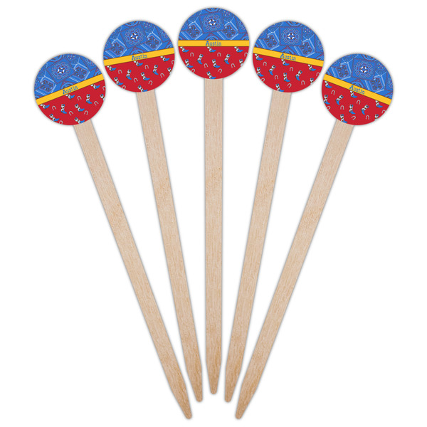 Cowboy Wooden 6" Food Pick - Round - Fan View