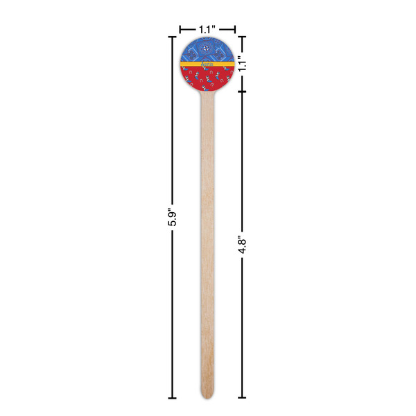 Cowboy Wooden 6" Stir Stick - Round - Dimensions
