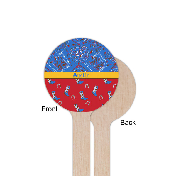 Cowboy Wooden 6" Stir Stick - Round - Single Sided - Front & Back
