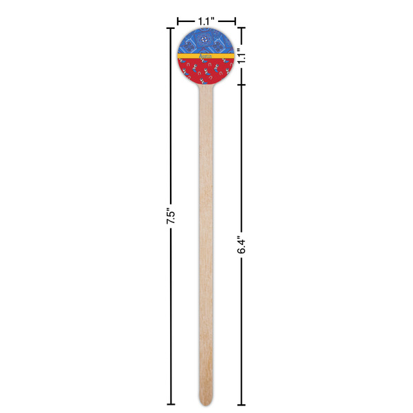 Cowboy Wooden 7.5" Stir Stick - Round - Dimensions