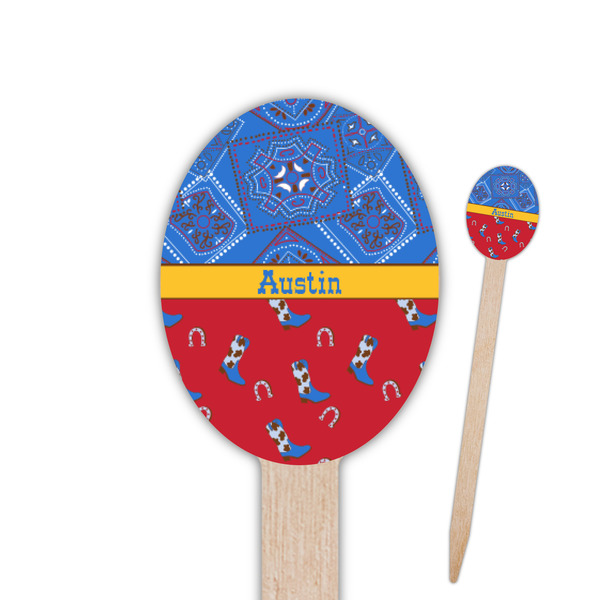 Custom Cowboy Oval Wooden Food Picks (Personalized)
