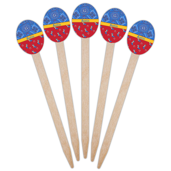 Cowboy Wooden Food Pick - Oval - Fan View