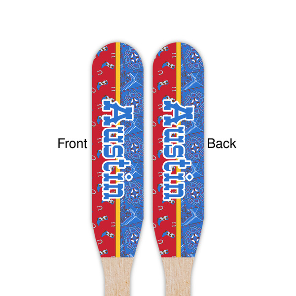 Cowboy Wooden Food Pick - Paddle - Double Sided - Front & Back