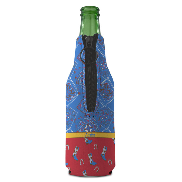 Cowboy Zipper Bottle Cooler - BACK (bottle)