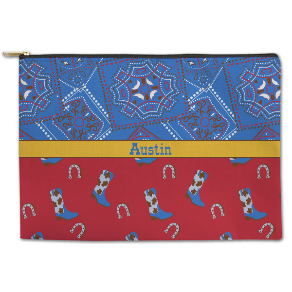 Custom Cowboy Zipper Pouch - Large - 12.5"x8.5" (Personalized)