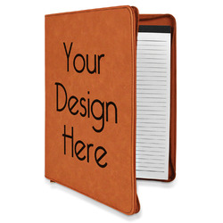 Leatherette Zipper Portfolio with Notepad - Single-Sided