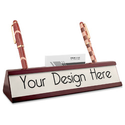 Red Mahogany Nameplate with Business Card Holder