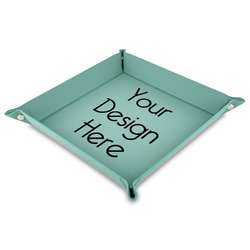 Faux Leather Dice Tray - 9" x 9"  - Teal