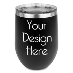 Stemless Stainless Steel Wine Tumbler - Black - Single-Sided