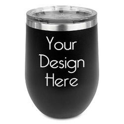 Stemless Stainless Steel Wine Tumbler - Black - Double-Sided