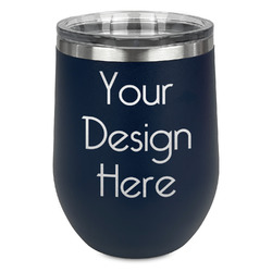 Stemless Stainless Steel Wine Tumbler - Navy - Double-Sided