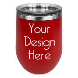 Stemless Stainless Steel Wine Tumbler - Red - Double-Sided