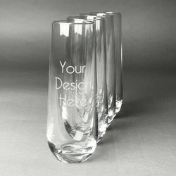 Champagne Flutes - Stemless - Laser Engraved - Set of 4