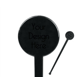7" Round Plastic Stir Sticks - Black - Single-Sided